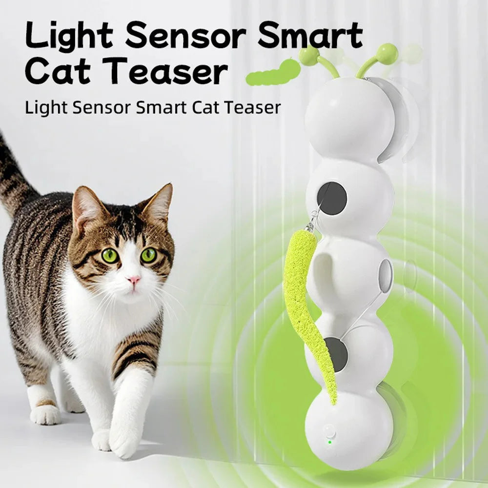 Interactive Cat Stick Auto Swing Wake-Up Intelligent Sensing Feather Prey Toy