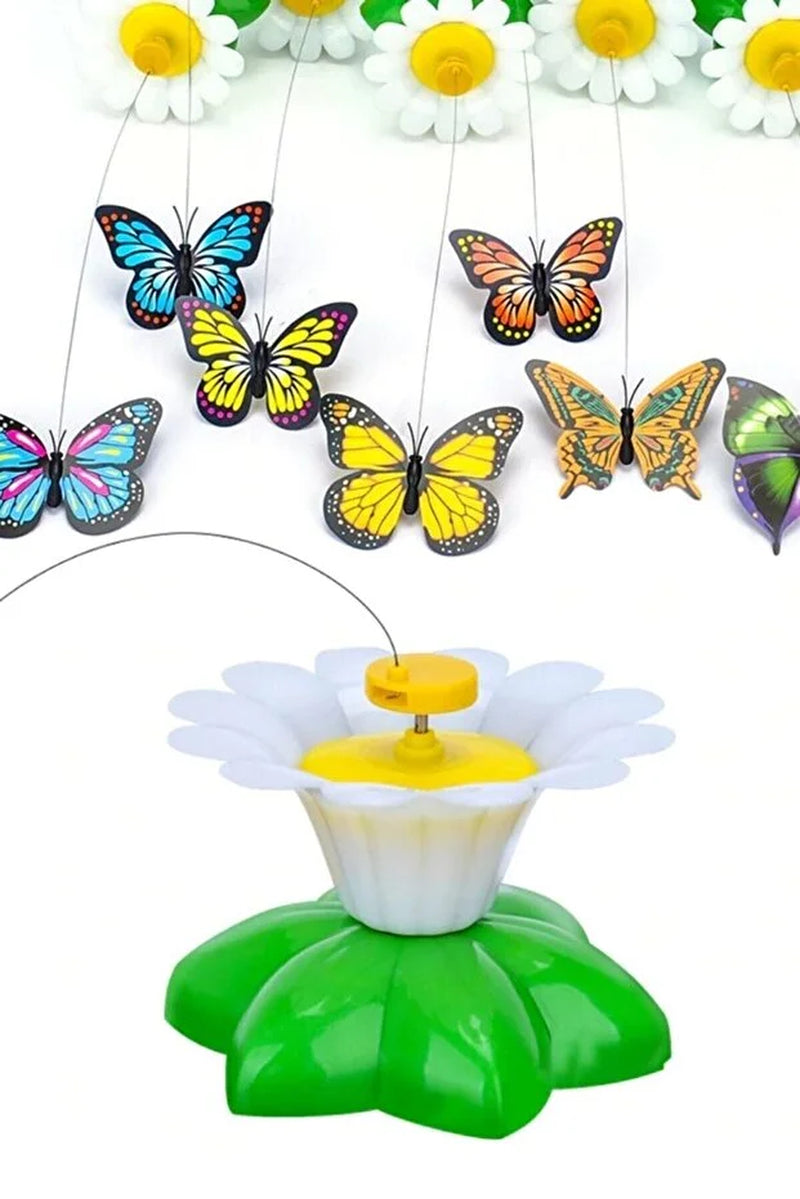 Interactive Rotating Butterfly Cat Toy Battery Operated Moving Cat Teaser Toy