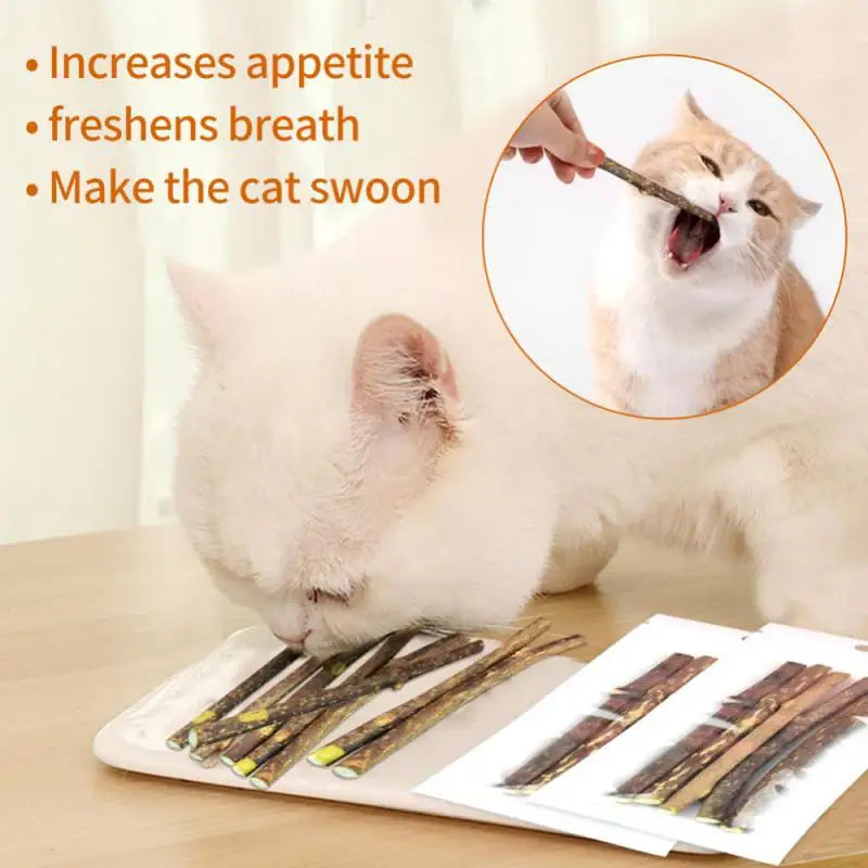 100Pcs/Lot Natural Matatabi Pet Cat Snacks Sticks Cleaning Tooth Catnip Cat Toys Actinidia Silvervine Pet Toy for Cats