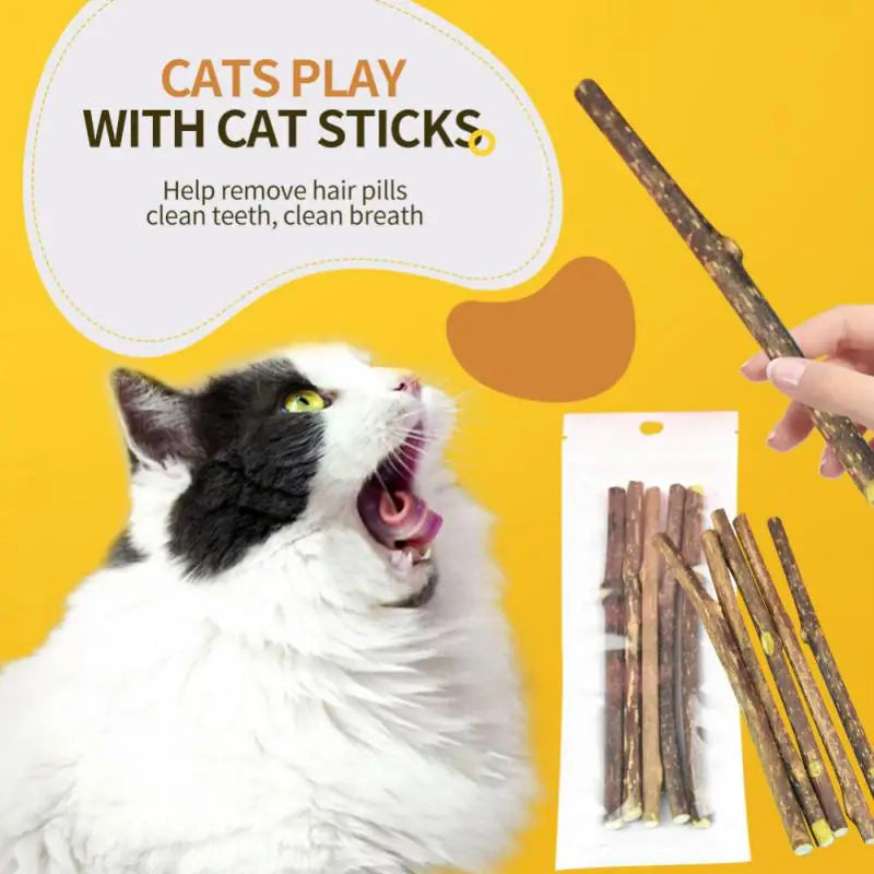 100Pcs/Lot Natural Matatabi Pet Cat Snacks Sticks Cleaning Tooth Catnip Cat Toys Actinidia Silvervine Pet Toy for Cats